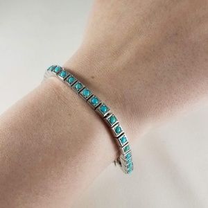 Genuine Turquoise Tennis Bracelet Sterling Silver